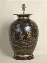 ALEXANDERS 33CM TWO FIGURES/BLACK URN LAMP